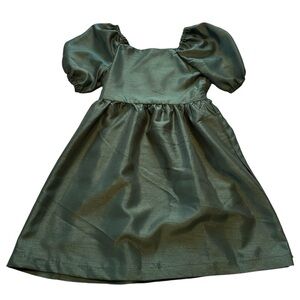 Copper Key Dress Elegant Green Puff Sleeve Smocked Back Square Neck Size XL 16